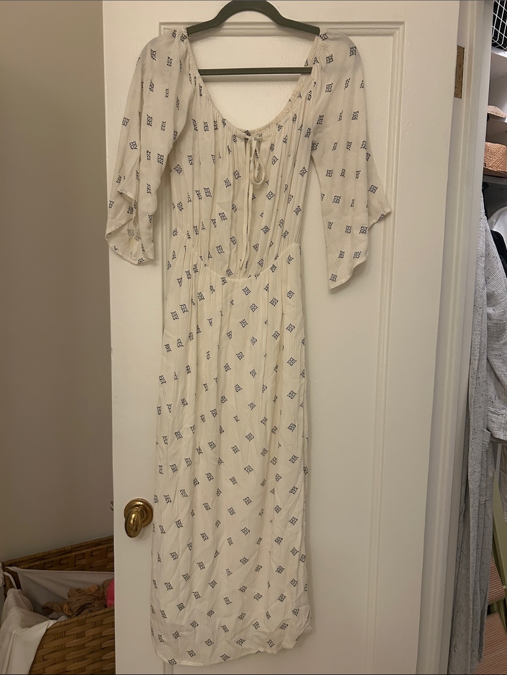 Amuse Society Cream Maxi Dress with Navy Diamond Print